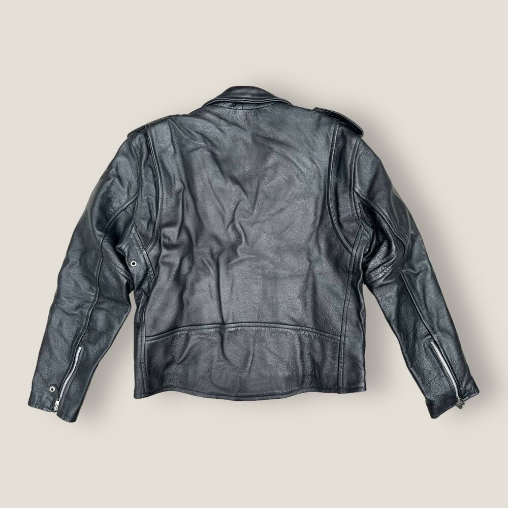 Classic Black Leather Biker Jacket - Picture 2 of 6